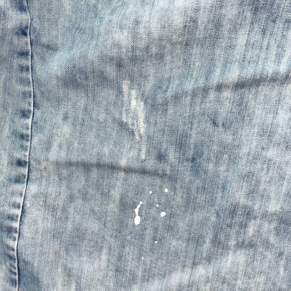 Akoo Distressed Denim Button-Up Shirt With Chest Pockets & Stitch Detail L - Picture 13 of 16